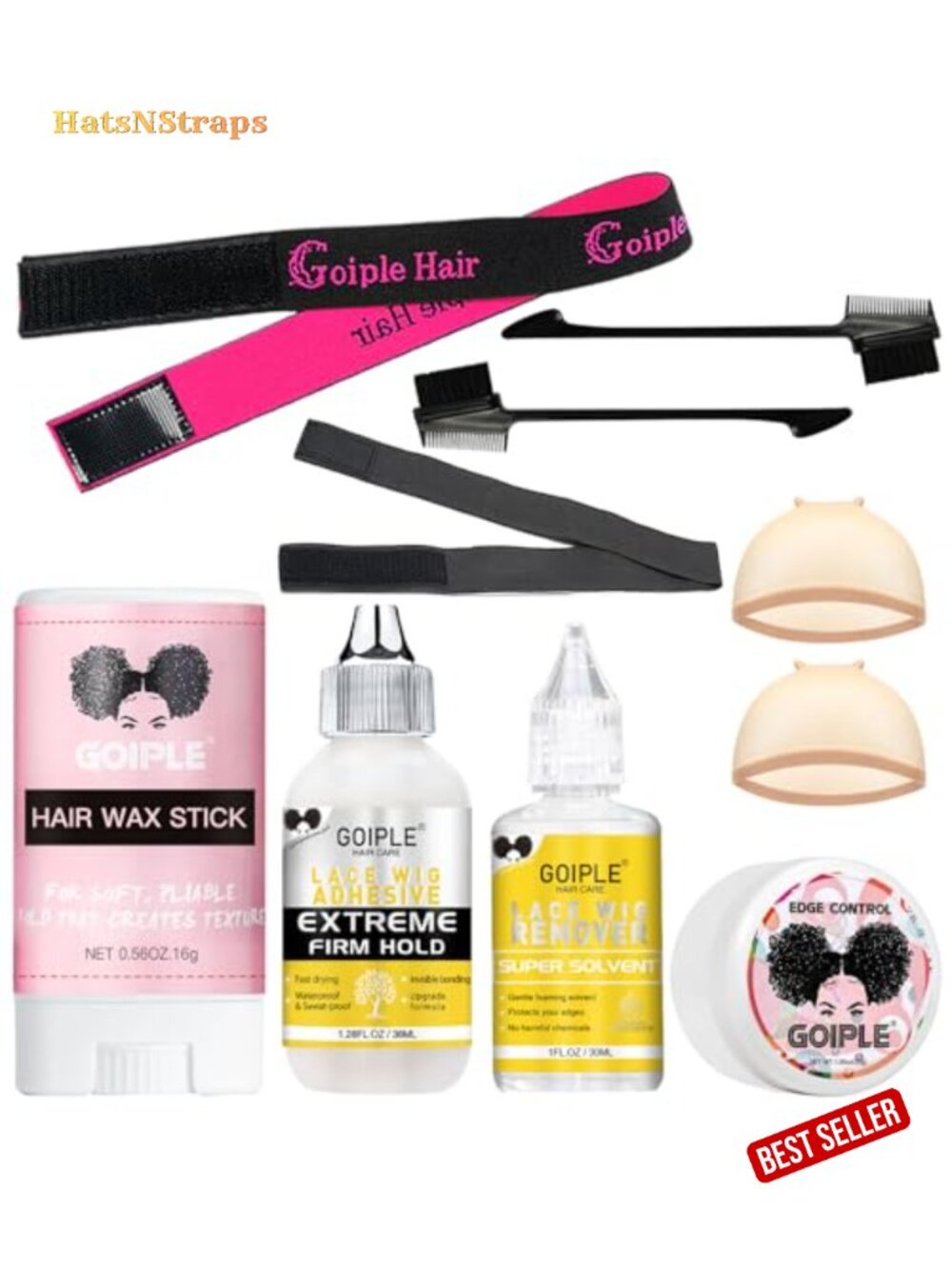 Wig Glue Kit Waterproof Lace Front Adhesive with Remover Wax Stick Edge Control